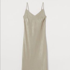 H&M olive green v neck slip dress size L